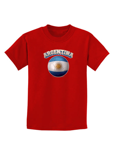 Soccer Ball Flag - Argentina Childrens Dark T-Shirt-Childrens T-Shirt-TooLoud-Red-X-Small-Davson Sales