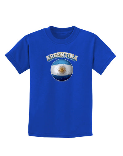 Soccer Ball Flag - Argentina Childrens Dark T-Shirt-Childrens T-Shirt-TooLoud-Royal-Blue-X-Small-Davson Sales