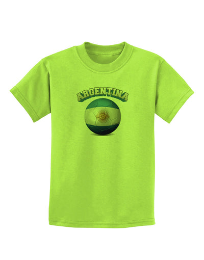 Soccer Ball Flag - Argentina Childrens T-Shirt-Childrens T-Shirt-TooLoud-Lime-Green-X-Small-Davson Sales