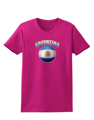 Soccer Ball Flag - Argentina Womens Dark T-Shirt-TooLoud-Hot-Pink-Small-Davson Sales