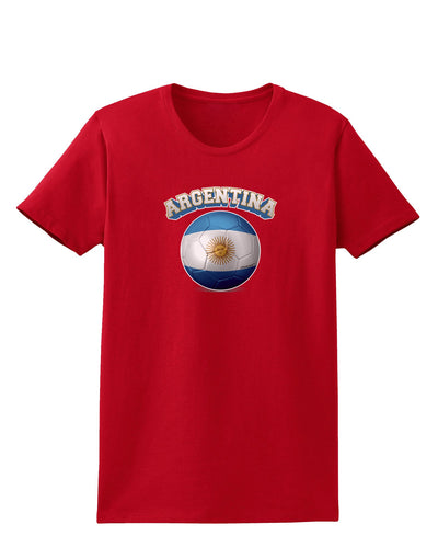 Soccer Ball Flag - Argentina Womens Dark T-Shirt-TooLoud-Red-X-Small-Davson Sales