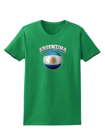 Soccer Ball Flag - Argentina Womens Dark T-Shirt-TooLoud-Kelly-Green-X-Small-Davson Sales