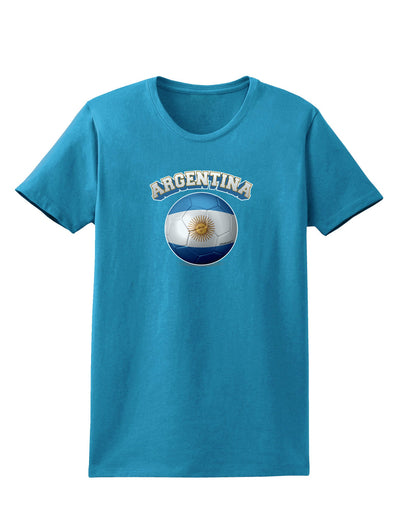 Soccer Ball Flag - Argentina Womens Dark T-Shirt-TooLoud-Turquoise-X-Small-Davson Sales