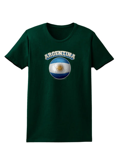 Soccer Ball Flag - Argentina Womens Dark T-Shirt-TooLoud-Forest-Green-Small-Davson Sales