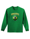 Soccer Ball Flag - Brazil Adult Long Sleeve Dark T-Shirt-TooLoud-Kelly-Green-Small-Davson Sales