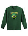 Soccer Ball Flag - Brazil Adult Long Sleeve Dark T-Shirt-TooLoud-Dark-Green-Small-Davson Sales