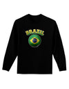 Soccer Ball Flag - Brazil Adult Long Sleeve Dark T-Shirt-TooLoud-Black-Small-Davson Sales