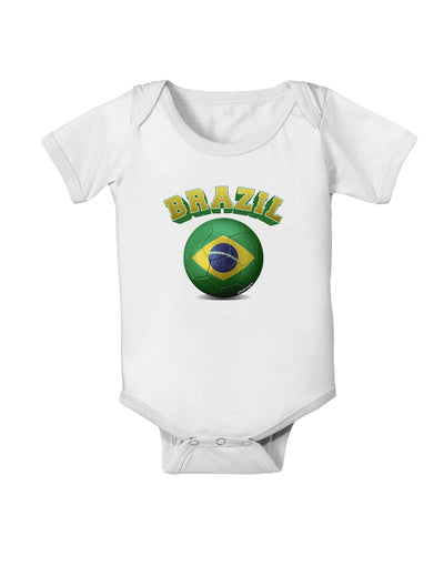 Soccer Ball Flag - Brazil Baby Romper Bodysuit-Baby Romper-TooLoud-White-06-Months-Davson Sales