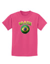 Soccer Ball Flag - Brazil Childrens Dark T-Shirt-Childrens T-Shirt-TooLoud-Sangria-X-Small-Davson Sales