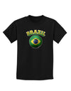 Soccer Ball Flag - Brazil Childrens Dark T-Shirt-Childrens T-Shirt-TooLoud-Black-X-Small-Davson Sales