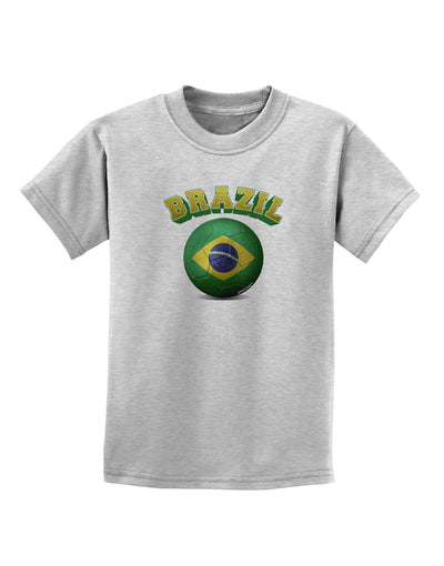 Soccer Ball Flag - Brazil Childrens T-Shirt-Childrens T-Shirt-TooLoud-AshGray-X-Small-Davson Sales