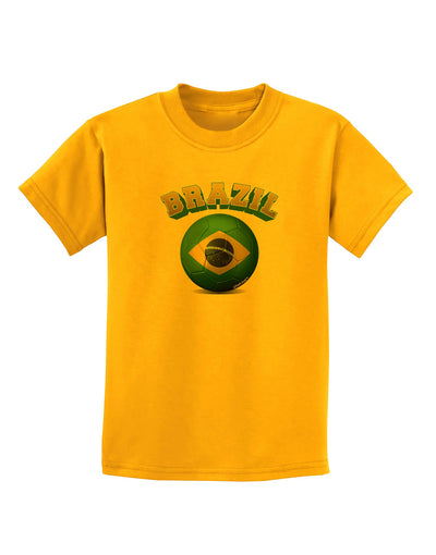 Soccer Ball Flag - Brazil Childrens T-Shirt-Childrens T-Shirt-TooLoud-Gold-X-Small-Davson Sales