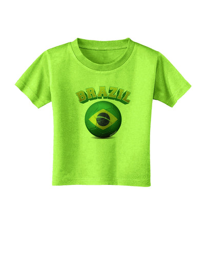 Soccer Ball Flag - Brazil Toddler T-Shirt-Toddler T-Shirt-TooLoud-Lime-Green-2T-Davson Sales