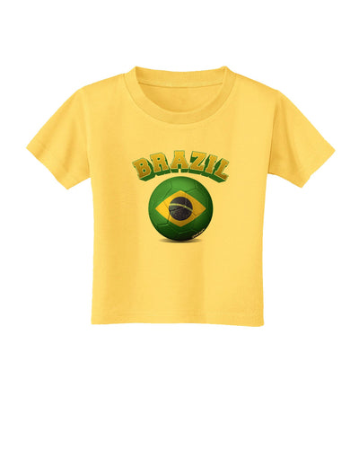 Soccer Ball Flag - Brazil Toddler T-Shirt-Toddler T-Shirt-TooLoud-Yellow-2T-Davson Sales