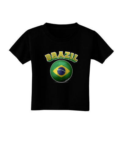 Soccer Ball Flag - Brazil Toddler T-Shirt Dark-Toddler T-Shirt-TooLoud-Black-2T-Davson Sales