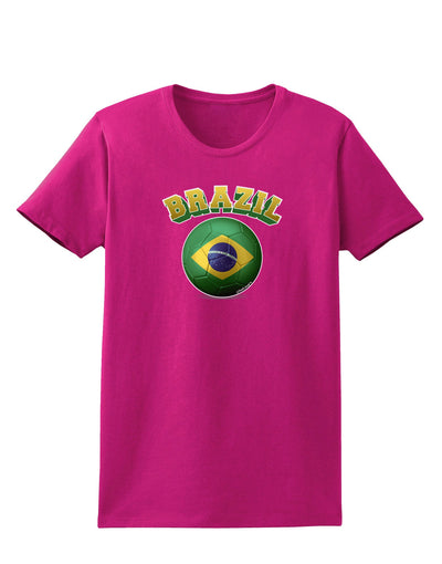 Soccer Ball Flag - Brazil Womens Dark T-Shirt-TooLoud-Hot-Pink-Small-Davson Sales