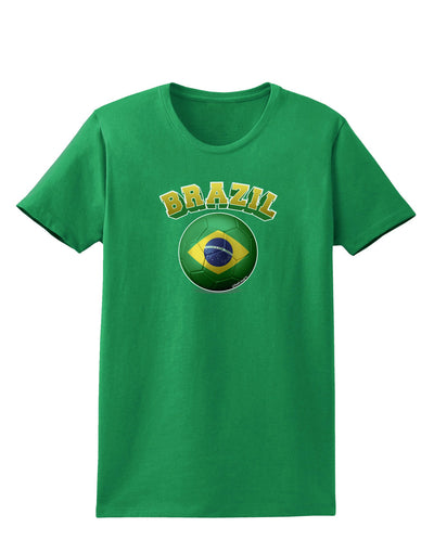 Soccer Ball Flag - Brazil Womens Dark T-Shirt-TooLoud-Kelly-Green-X-Small-Davson Sales