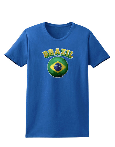 Soccer Ball Flag - Brazil Womens Dark T-Shirt-TooLoud-Royal-Blue-X-Small-Davson Sales