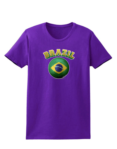 Soccer Ball Flag - Brazil Womens Dark T-Shirt-TooLoud-Purple-X-Small-Davson Sales