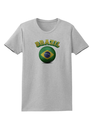 Soccer Ball Flag - Brazil Womens T-Shirt-Womens T-Shirt-TooLoud-AshGray-X-Small-Davson Sales