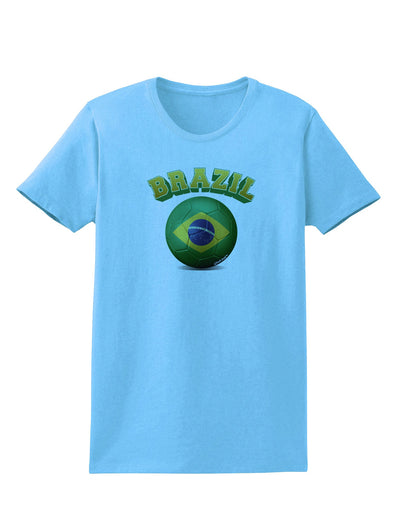 Soccer Ball Flag - Brazil Womens T-Shirt-Womens T-Shirt-TooLoud-Aquatic-Blue-X-Small-Davson Sales