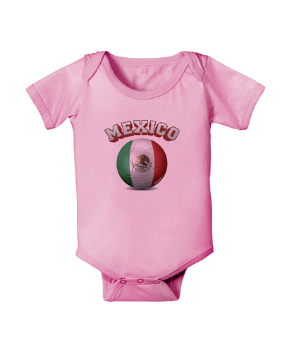 Soccer Ball Flag - Mexico Baby Romper Bodysuit-Baby Romper-TooLoud-Pink-06-Months-Davson Sales