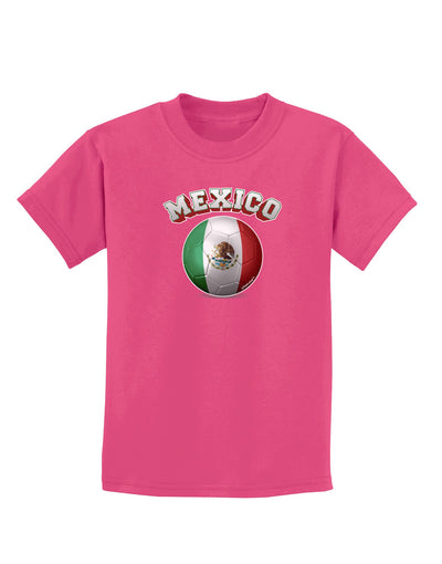 Soccer Ball Flag - Mexico Childrens Dark T-Shirt-Childrens T-Shirt-TooLoud-Sangria-X-Small-Davson Sales