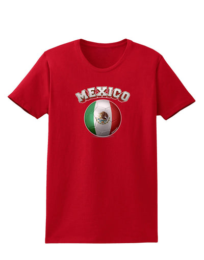 Soccer Ball Flag - Mexico Womens Dark T-Shirt-TooLoud-Red-X-Small-Davson Sales