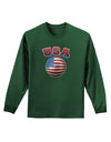 Soccer Ball Flag - USA Adult Long Sleeve Dark T-Shirt-TooLoud-Dark-Green-Small-Davson Sales