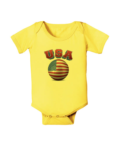 Soccer Ball Flag - USA Baby Romper Bodysuit-Baby Romper-TooLoud-Yellow-06-Months-Davson Sales