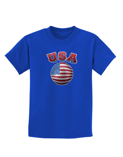 Soccer Ball Flag - USA Childrens Dark T-Shirt-Childrens T-Shirt-TooLoud-Royal-Blue-X-Small-Davson Sales