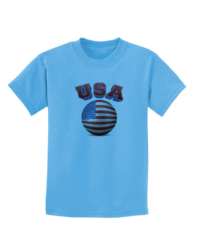 Soccer Ball Flag - USA Childrens T-Shirt-Childrens T-Shirt-TooLoud-Aquatic-Blue-X-Small-Davson Sales