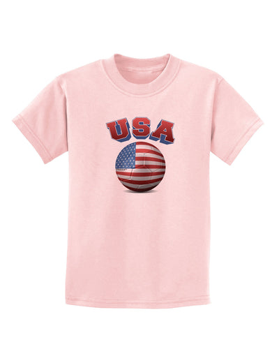 Soccer Ball Flag - USA Childrens T-Shirt-Childrens T-Shirt-TooLoud-PalePink-X-Small-Davson Sales