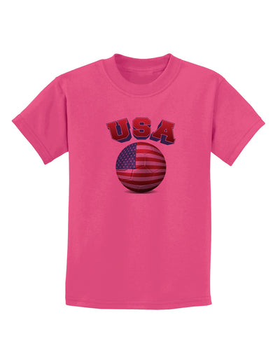 Soccer Ball Flag - USA Childrens T-Shirt-Childrens T-Shirt-TooLoud-Sangria-X-Small-Davson Sales