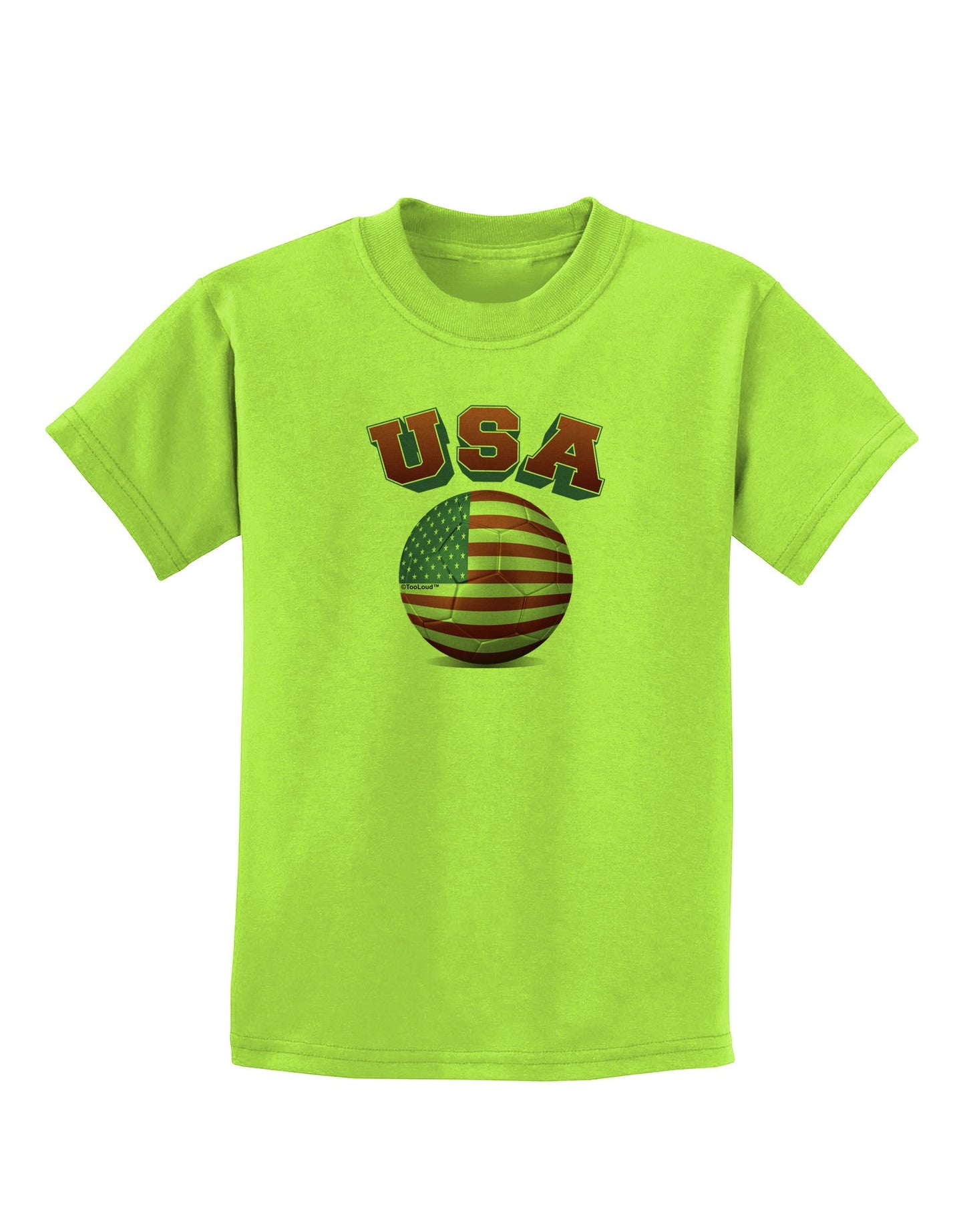 Soccer Ball Flag - USA Childrens T-Shirt-Childrens T-Shirt-TooLoud-Lime-Green-X-Small-Davson Sales