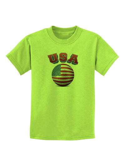 Soccer Ball Flag - USA Childrens T-Shirt-Childrens T-Shirt-TooLoud-Lime-Green-X-Small-Davson Sales