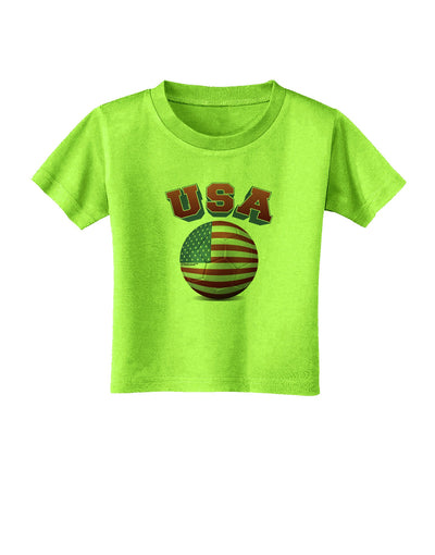 Soccer Ball Flag - USA Toddler T-Shirt-Toddler T-Shirt-TooLoud-Lime-Green-2T-Davson Sales