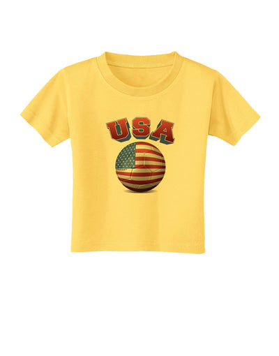 Soccer Ball Flag - USA Toddler T-Shirt-Toddler T-Shirt-TooLoud-Yellow-2T-Davson Sales