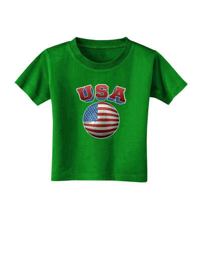 Soccer Ball Flag - USA Toddler T-Shirt Dark-Toddler T-Shirt-TooLoud-Clover-Green-2T-Davson Sales