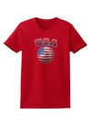 Soccer Ball Flag - USA Womens Dark T-Shirt-TooLoud-Red-X-Small-Davson Sales