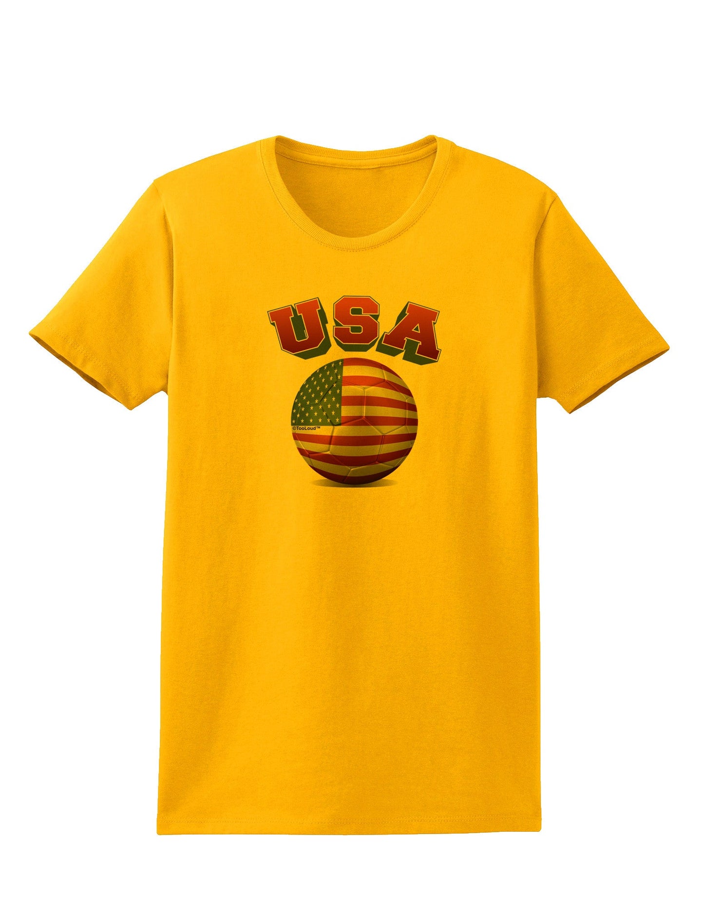 Soccer Ball Flag - USA Womens T-Shirt-Womens T-Shirt-TooLoud-Gold-X-Small-Davson Sales
