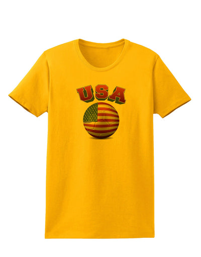 Soccer Ball Flag - USA Womens T-Shirt-Womens T-Shirt-TooLoud-Gold-X-Small-Davson Sales