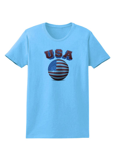 Soccer Ball Flag - USA Womens T-Shirt-Womens T-Shirt-TooLoud-Aquatic-Blue-X-Small-Davson Sales