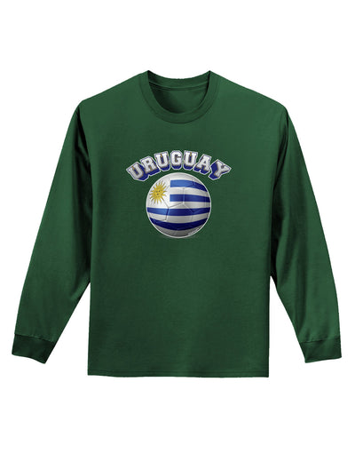 Soccer Ball Flag - Uruguay Adult Long Sleeve Dark T-Shirt-TooLoud-Dark-Green-Small-Davson Sales