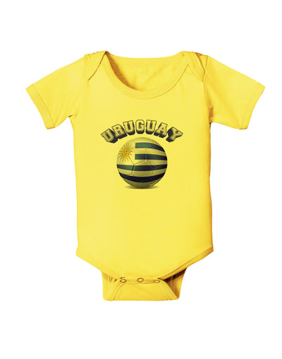 Soccer Ball Flag - Uruguay Baby Romper Bodysuit-Baby Romper-TooLoud-Yellow-06-Months-Davson Sales