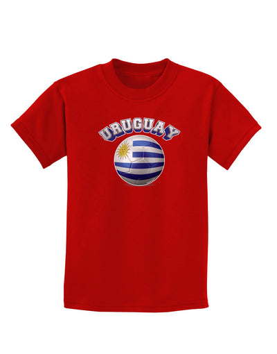 Soccer Ball Flag - Uruguay Childrens Dark T-Shirt-Childrens T-Shirt-TooLoud-Red-X-Small-Davson Sales