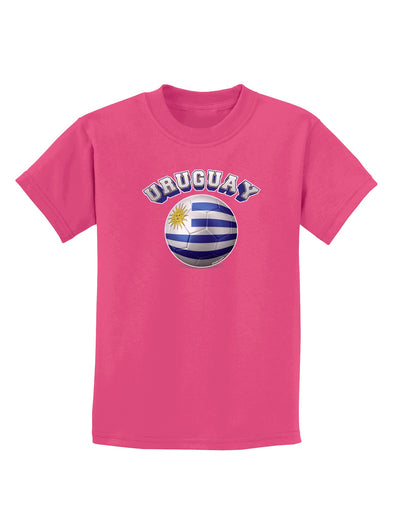 Soccer Ball Flag - Uruguay Childrens Dark T-Shirt-Childrens T-Shirt-TooLoud-Sangria-X-Small-Davson Sales