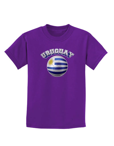 Soccer Ball Flag - Uruguay Childrens Dark T-Shirt-Childrens T-Shirt-TooLoud-Purple-X-Small-Davson Sales