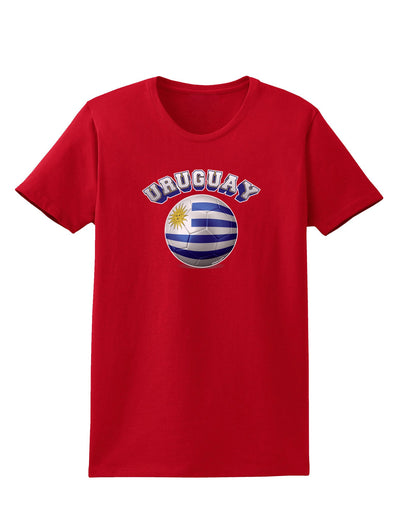 Soccer Ball Flag - Uruguay Womens Dark T-Shirt-TooLoud-Red-X-Small-Davson Sales