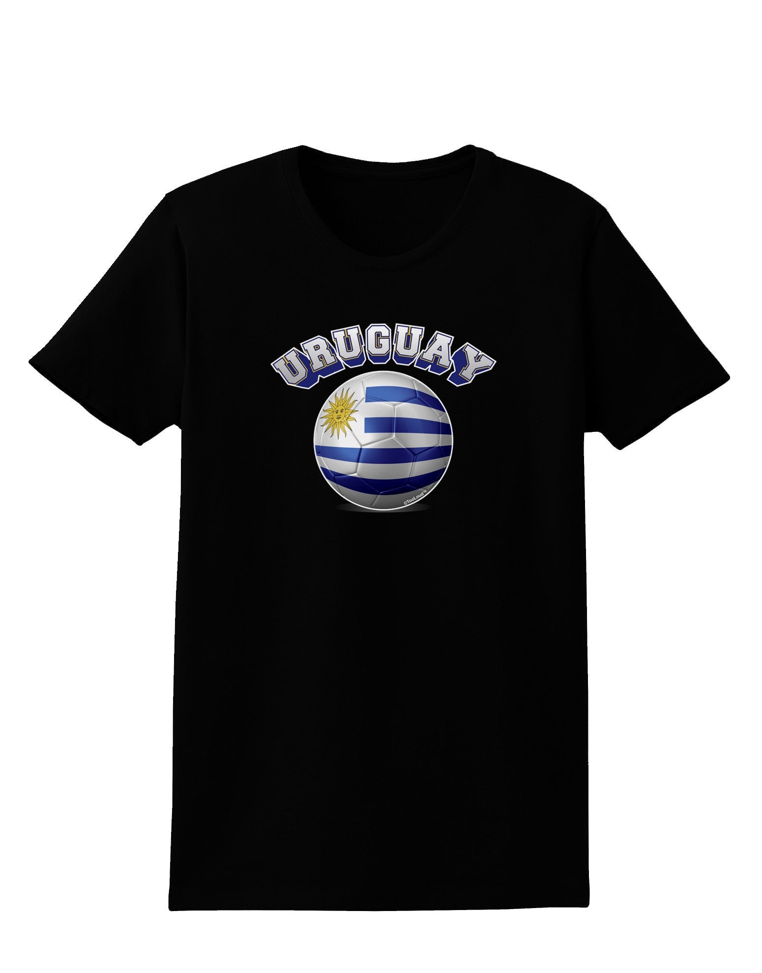 Soccer Ball Flag - Uruguay Womens Dark T-Shirt-TooLoud-Black-X-Small-Davson Sales